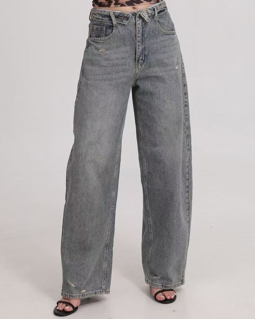 SeeSee Paris | Barrel jeans fold over Desy Blauw