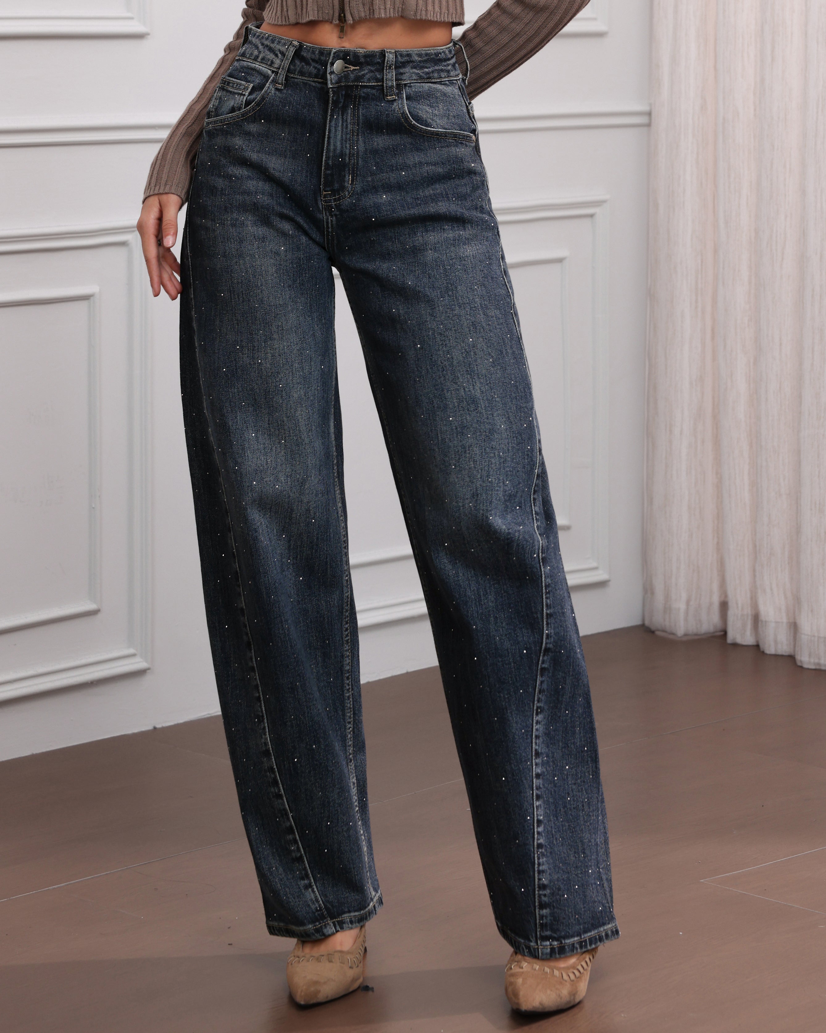 Jewelly | Ballon jeans met strass Semmie Donkerblauw