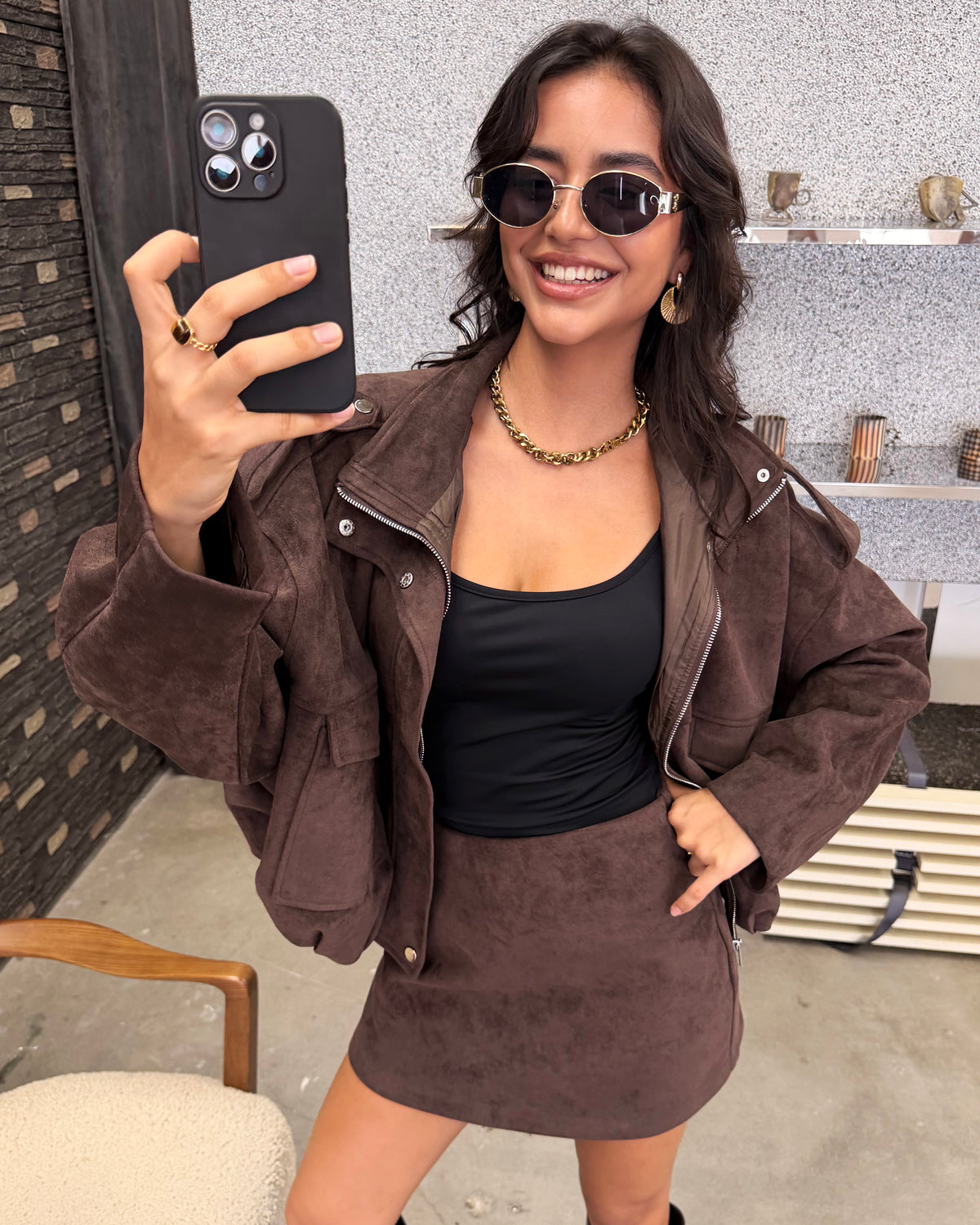 Suede-look skort Sue Bruin