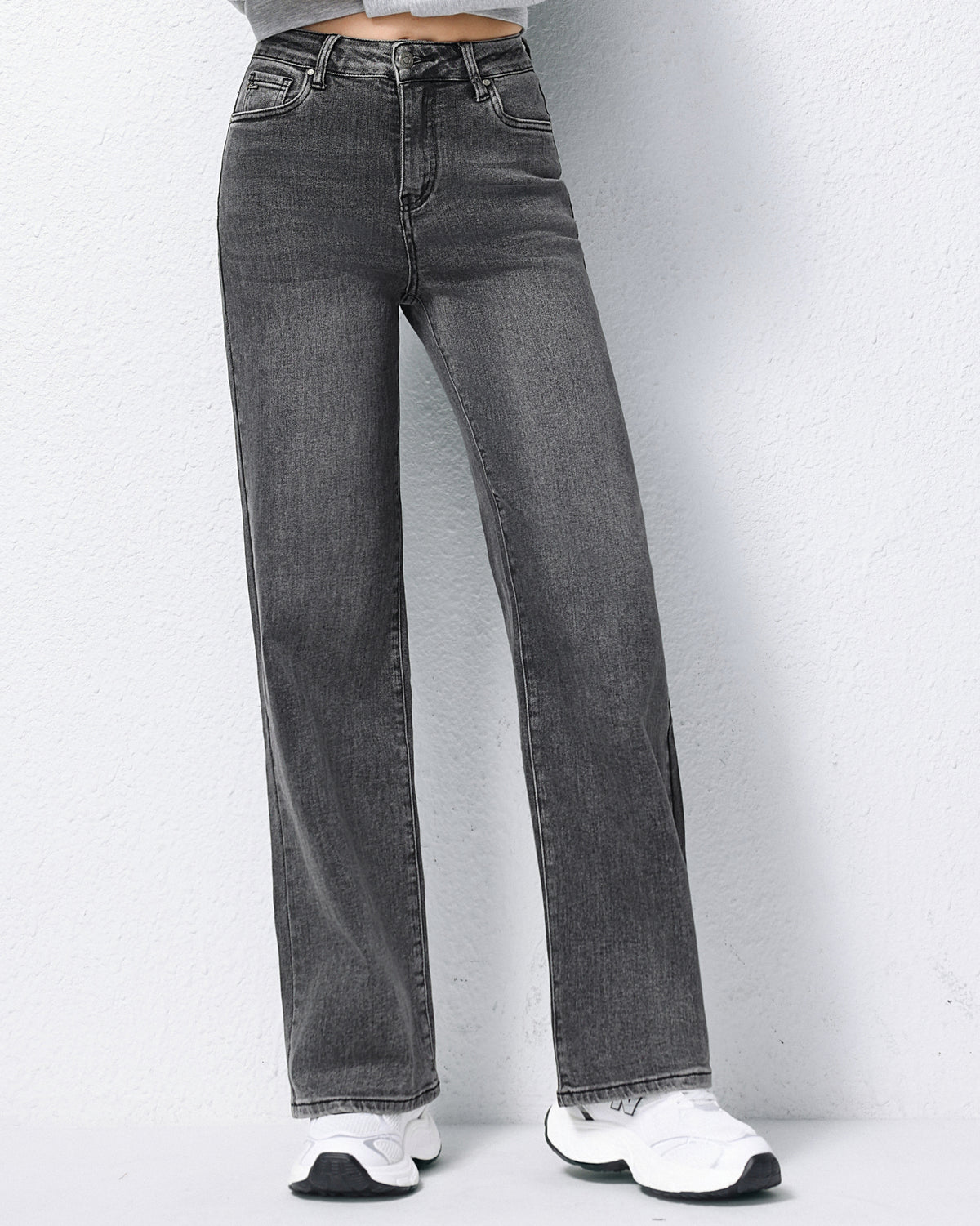 Hello Miss | Wide leg jeans Liz-5 Donkergrijs