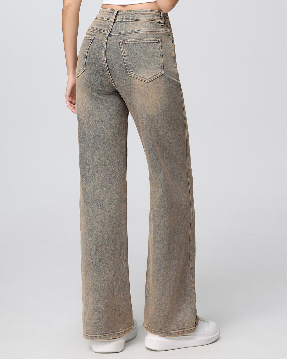 Hello Miss | Wide leg jeans, super stretch low waist Tyra-1 Bruin