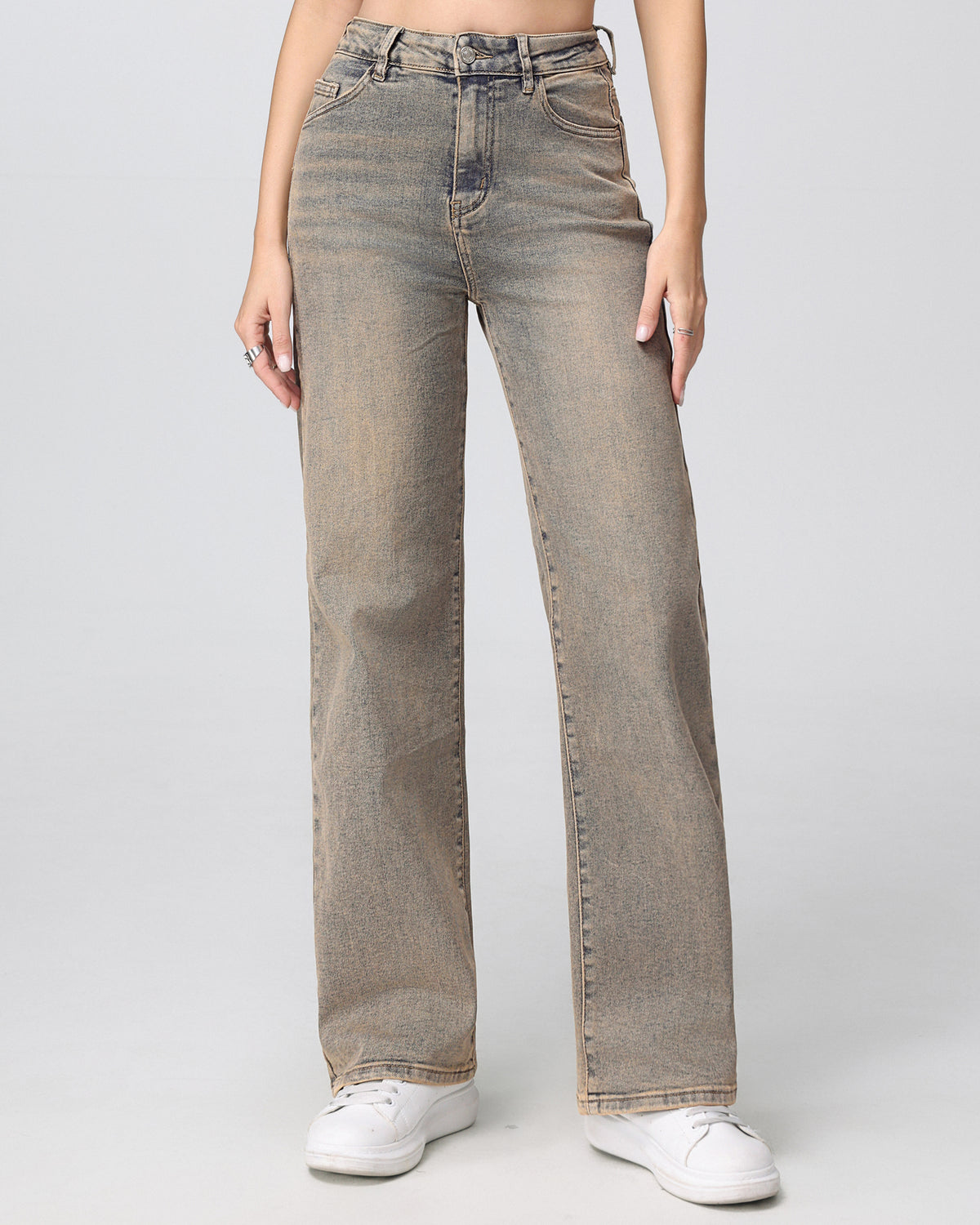 Hello Miss | Wide leg jeans, super stretch low waist Tyra-1 Bruin