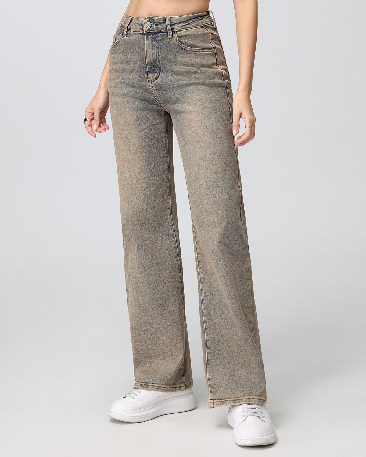 Hello Miss | Wide leg jeans, super stretch low waist Tyra-1 Bruin