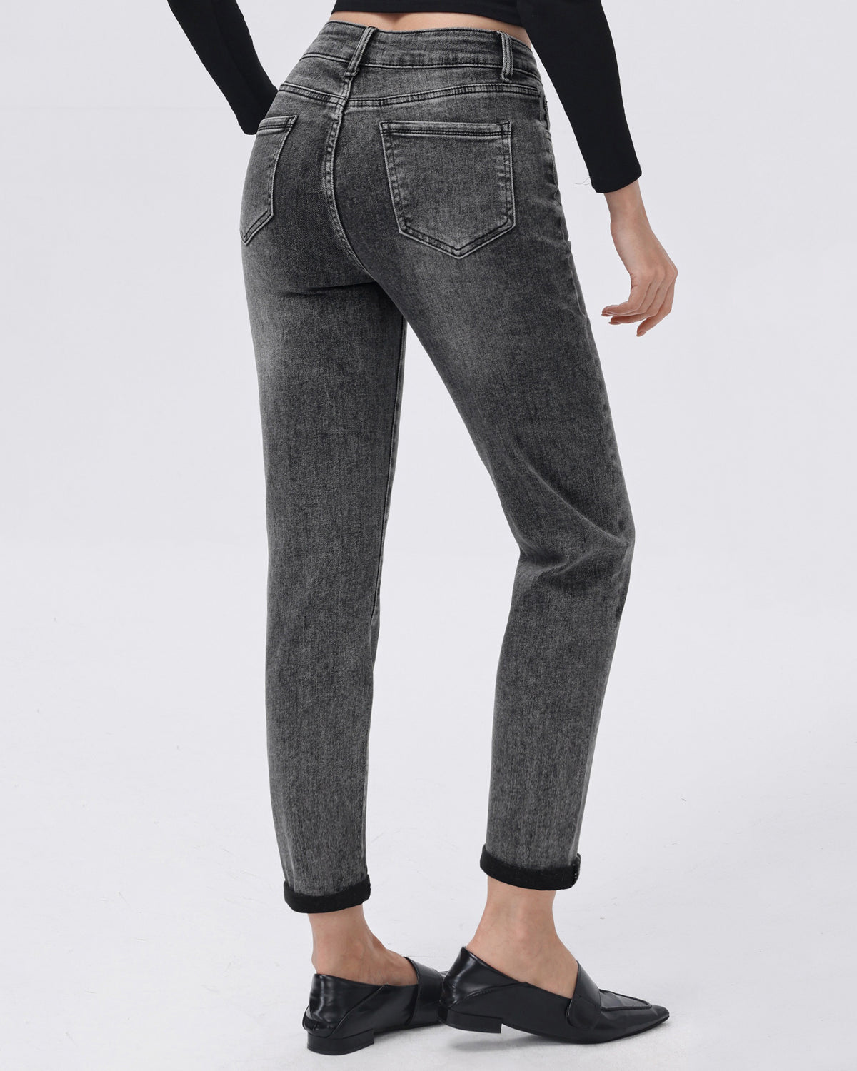 Hello Miss | Mom jeans Indy-9 Donkergrijs