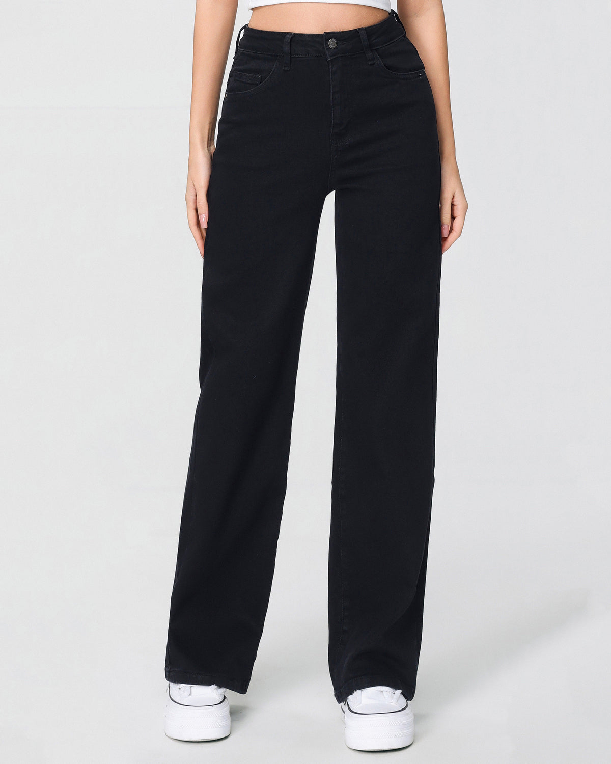 Hello Miss | Wide leg jeans Jante-3 Zwart