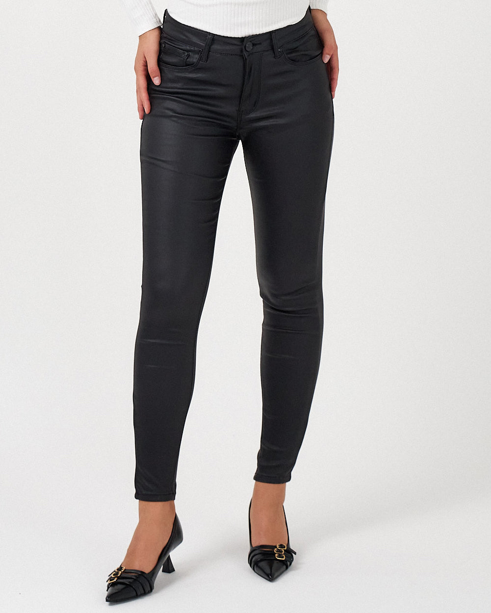 Ana & Lucy | Leatherlook skinny broek Theophile Zwart