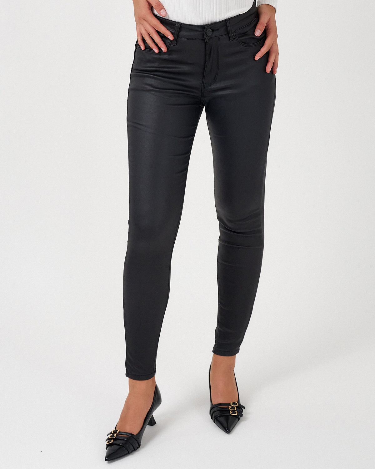 Ana & Lucy | Leatherlook skinny broek Theophile Zwart