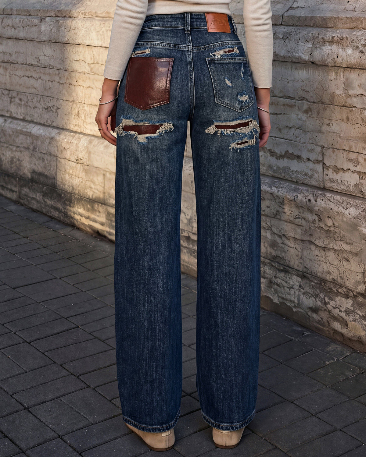 Jewelly | Wide leg jeans Sascha Donkerblauw