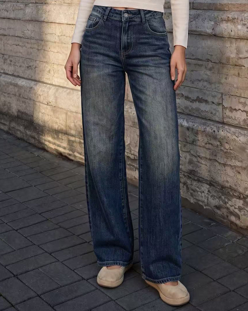 Jewelly | Wide leg jeans Sascha Donkerblauw