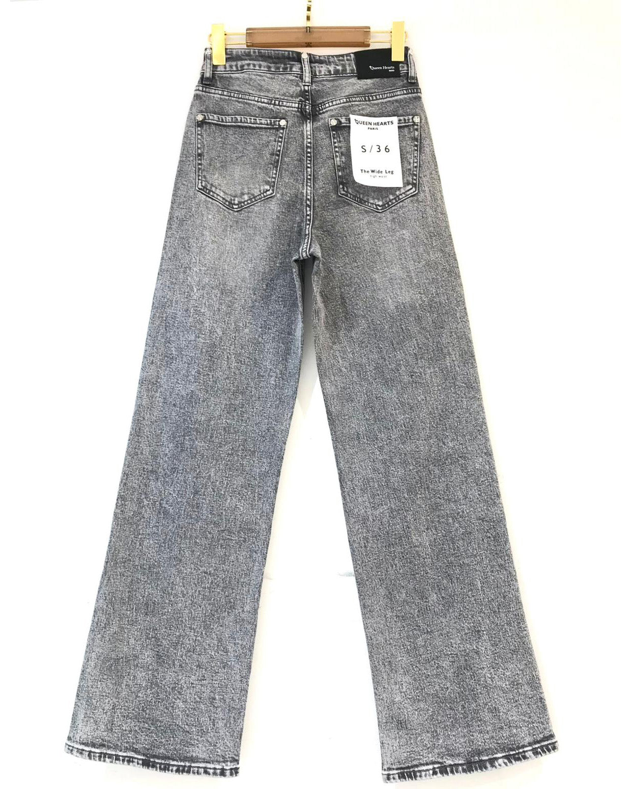 Queen Hearts | Wide leg, Straight jeans Joelle-3 Grijs/ Zilver