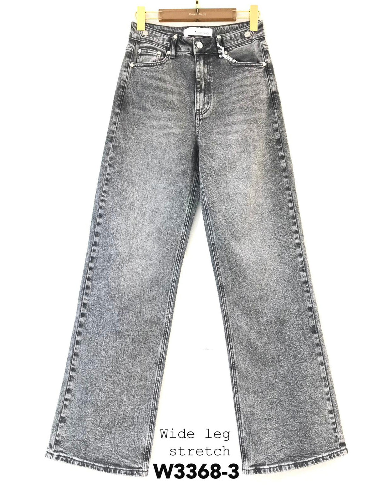 Queen Hearts | Wide leg, Straight jeans Joelle-3 Grijs/ Zilver