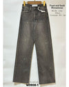 Queen Hearts | Wide leg, Straight jeans Eva-1 Donkergrijs