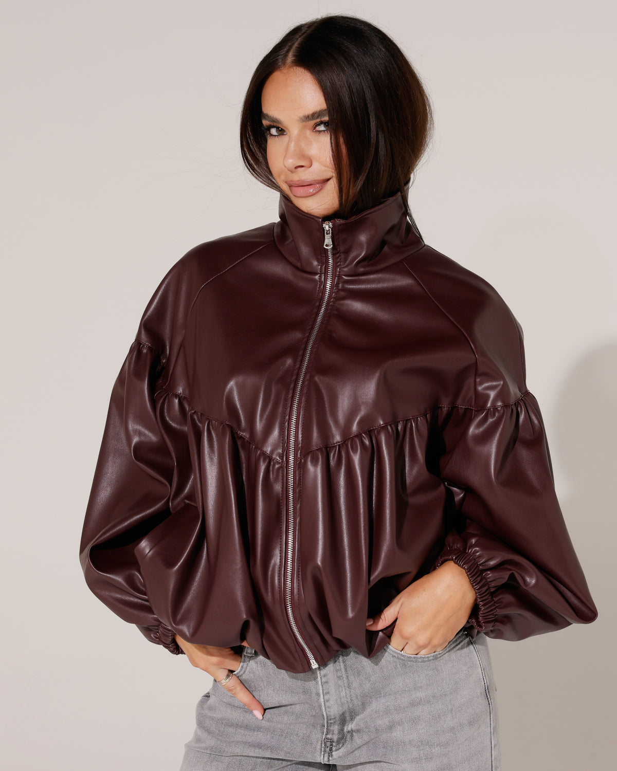 Leatherlook jacket Missy Aubergine