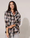 Geruite blouse met strass Jermaine Donkerbruin