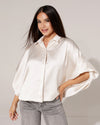 Blouse met satijnlook Liva Roomwit