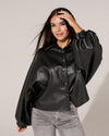 Leatherlook blouse Jolene Zwart