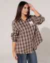 Geruite blouse met strepen Amour Donkerbruin