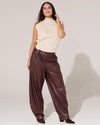 Leatherlook ballon broek Maaike Aubergine