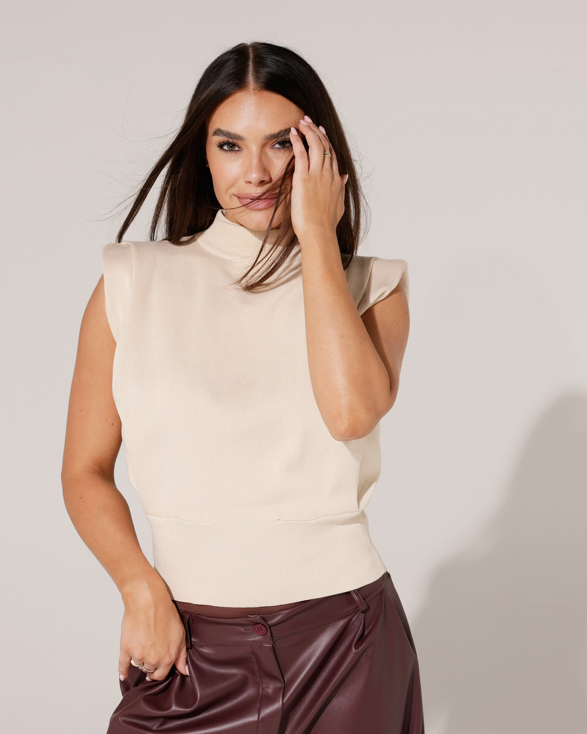 Mouwloze top Bibi Beige
