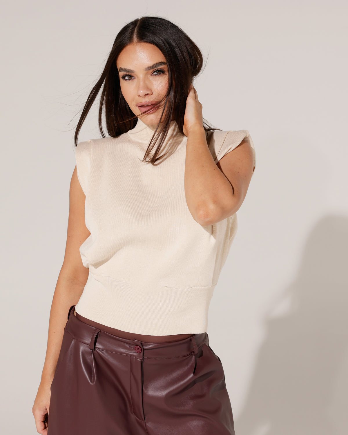 Mouwloze top Bibi Beige