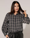 Geruite blouse met glitters Fay Zwart
