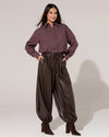Leatherlook ballon broek Renske Donkerbruin