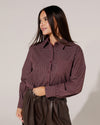Geruite ballon blouse Channa Bordeaux