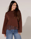 T-shirt met lange mouwen en kant Ivy Bruin