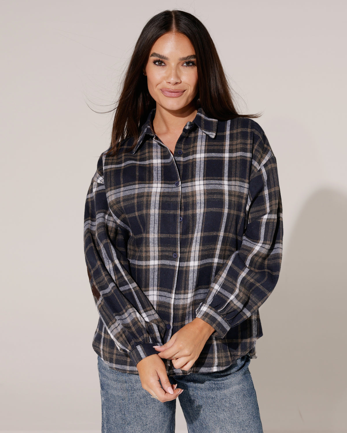 Geruite blouse New York Isa Donkerblauw