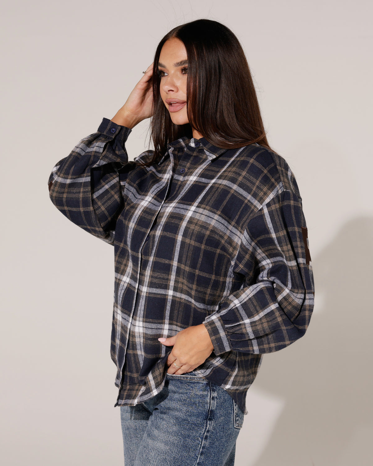 Geruite blouse New York Isa Donkerblauw