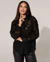Blouse met bloem motief Maya Zwart