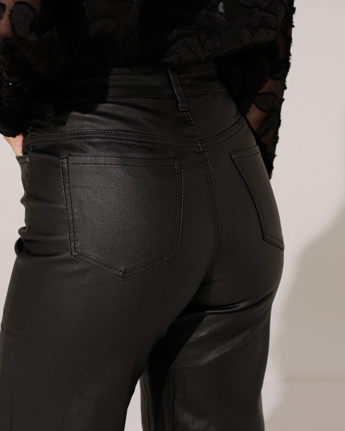 Goodies | Leatherlook wide leg broek Pamela Zwart