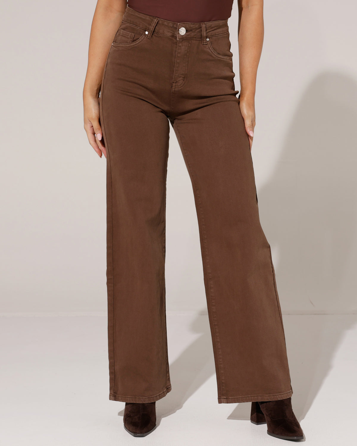 Goodies | Wide leg jeans Es-6 Donkerbruin