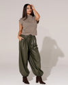 Leatherlook ballon broek Renske Donkergroen