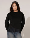 T-shirt met lange mouwen en kant Ivy Zwart