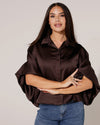 Blouse met satijnlook Liva Donkerbruin