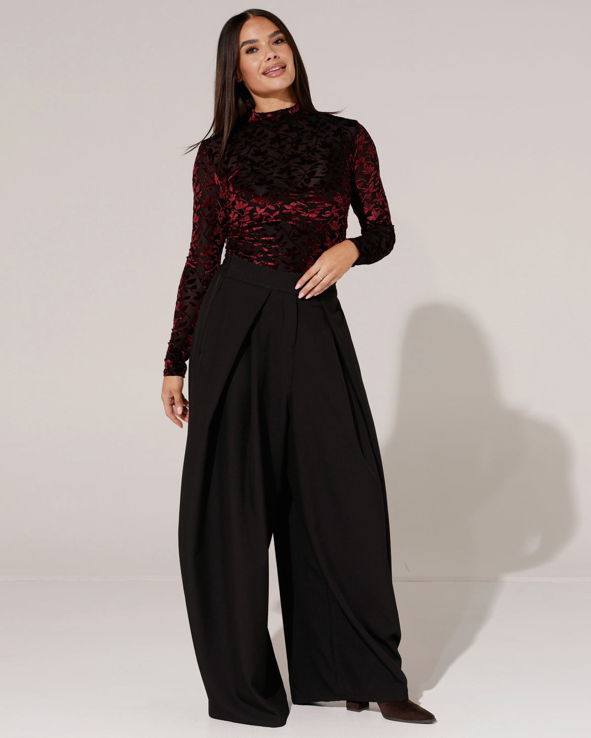 Pantalon met overslag detail Macy Zwart