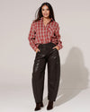 Leatherlook ballon broek Maaike Donkerbruin