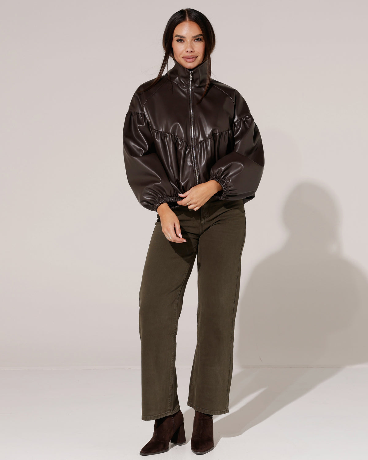 Leatherlook jacket Missy Donkerbruin
