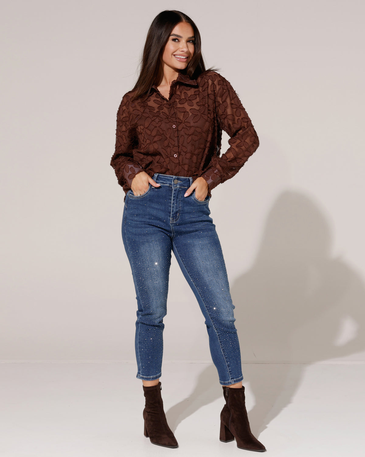 Redseventy | Skinny jeans met strass Hally Donkerblauw