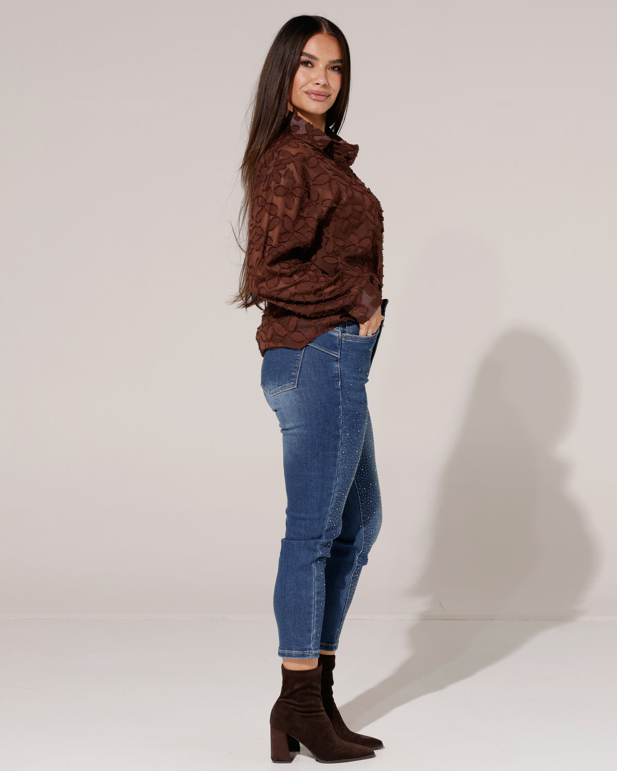 Redseventy | Skinny jeans met strass Hally Donkerblauw