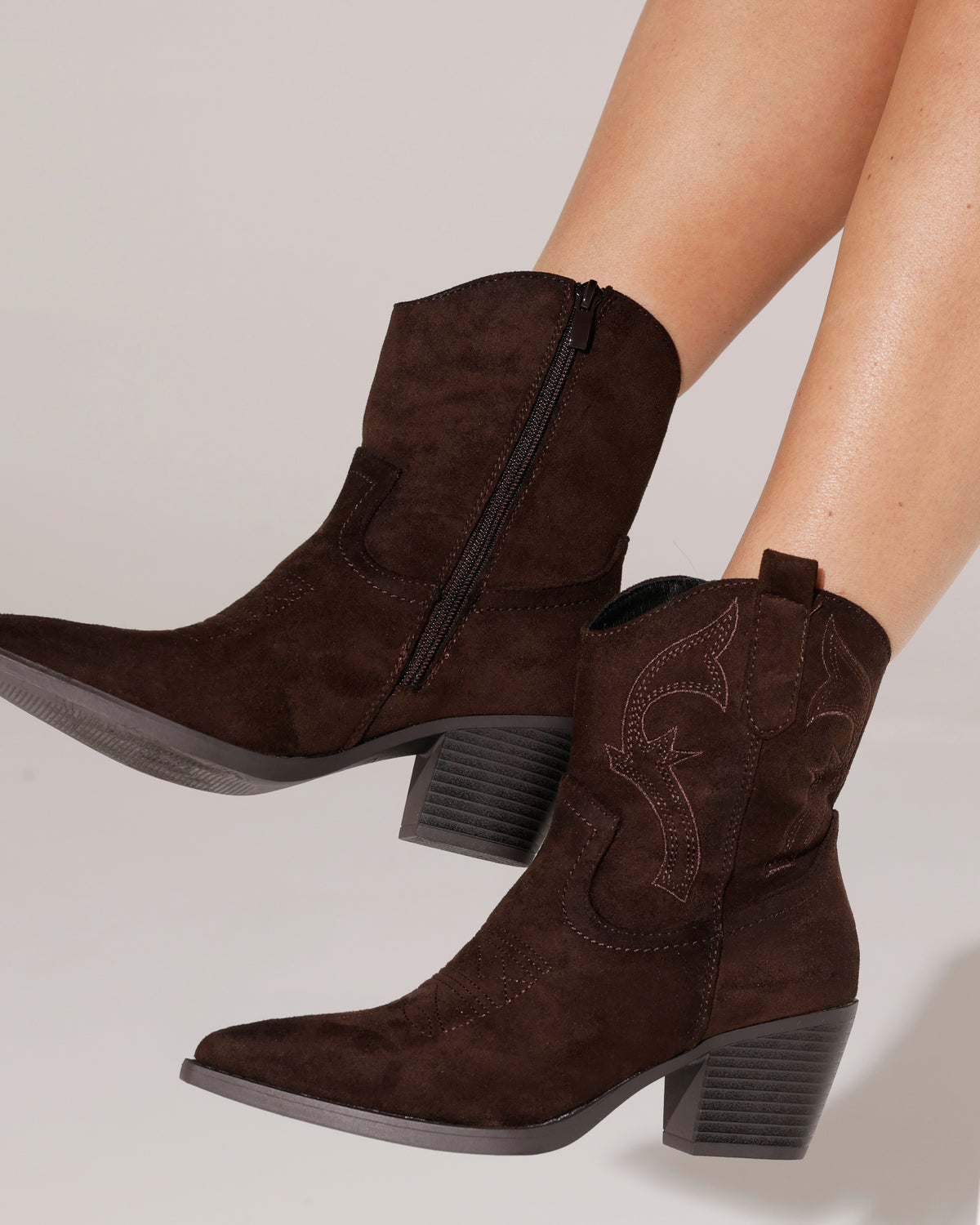 Cowboylaars met sierstiksels Jody Donkerbruin
