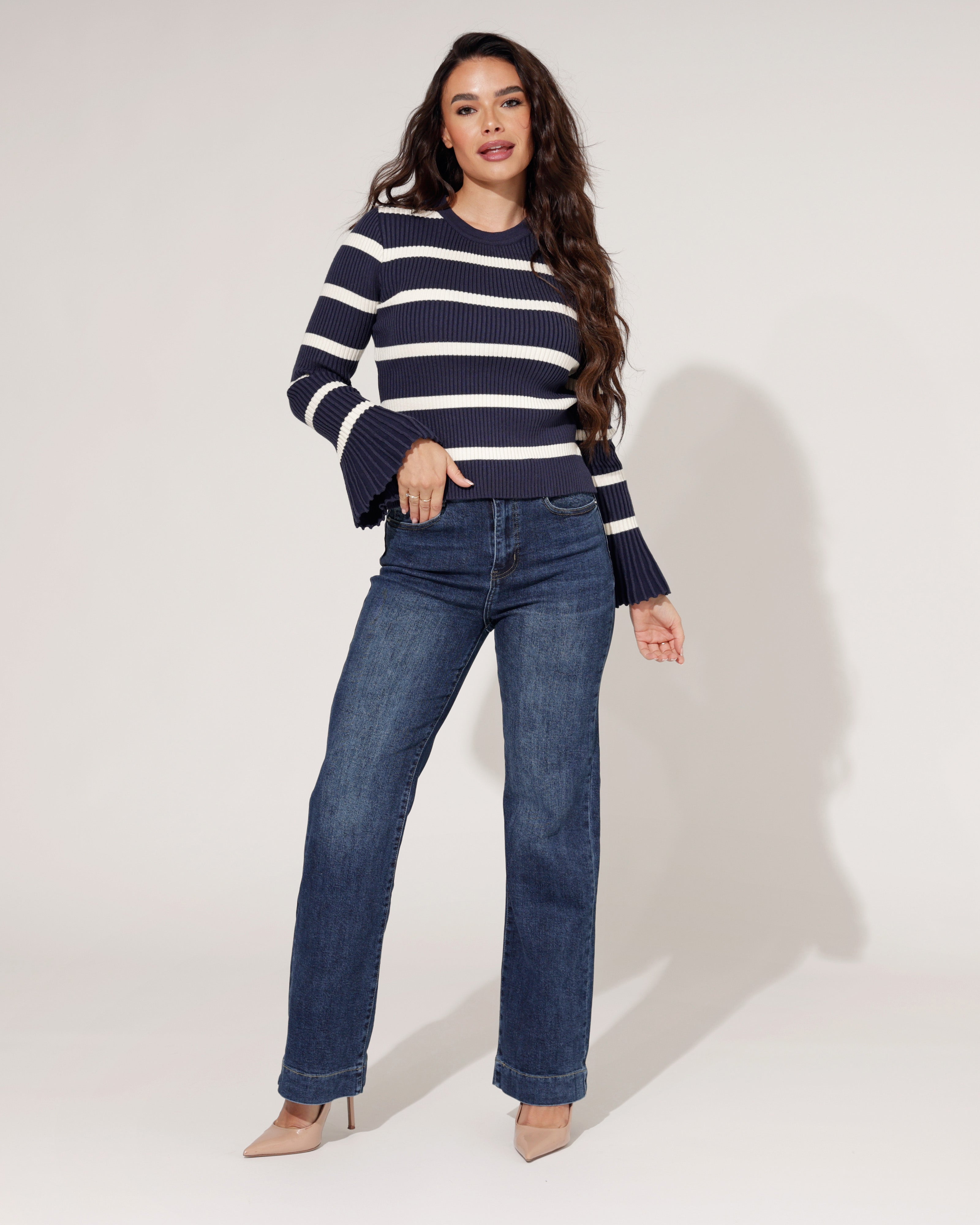 Folyrose | Wide leg jeans Gulia-Q Donkerblauw