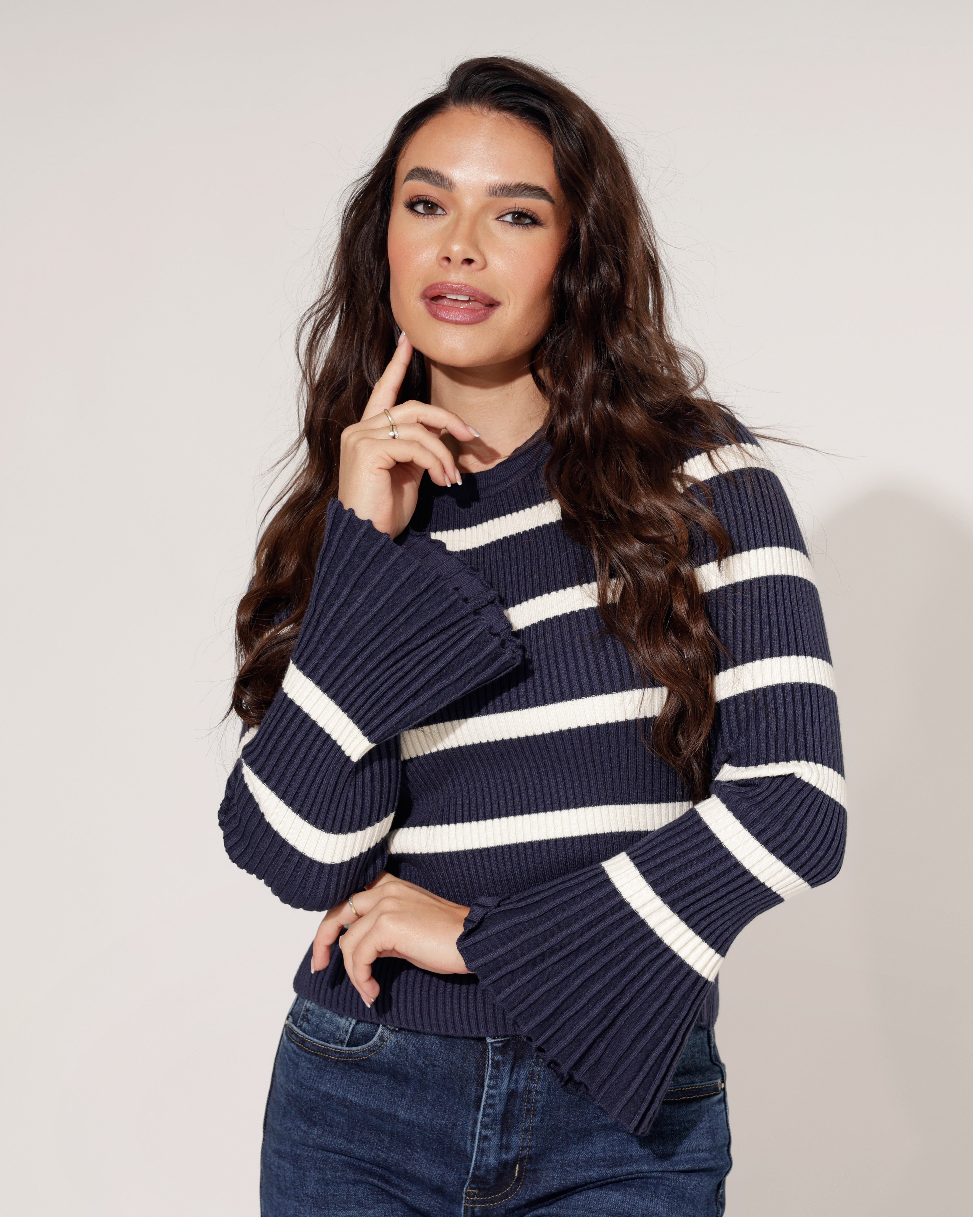 Gestreepte top Lucey Donkerblauw