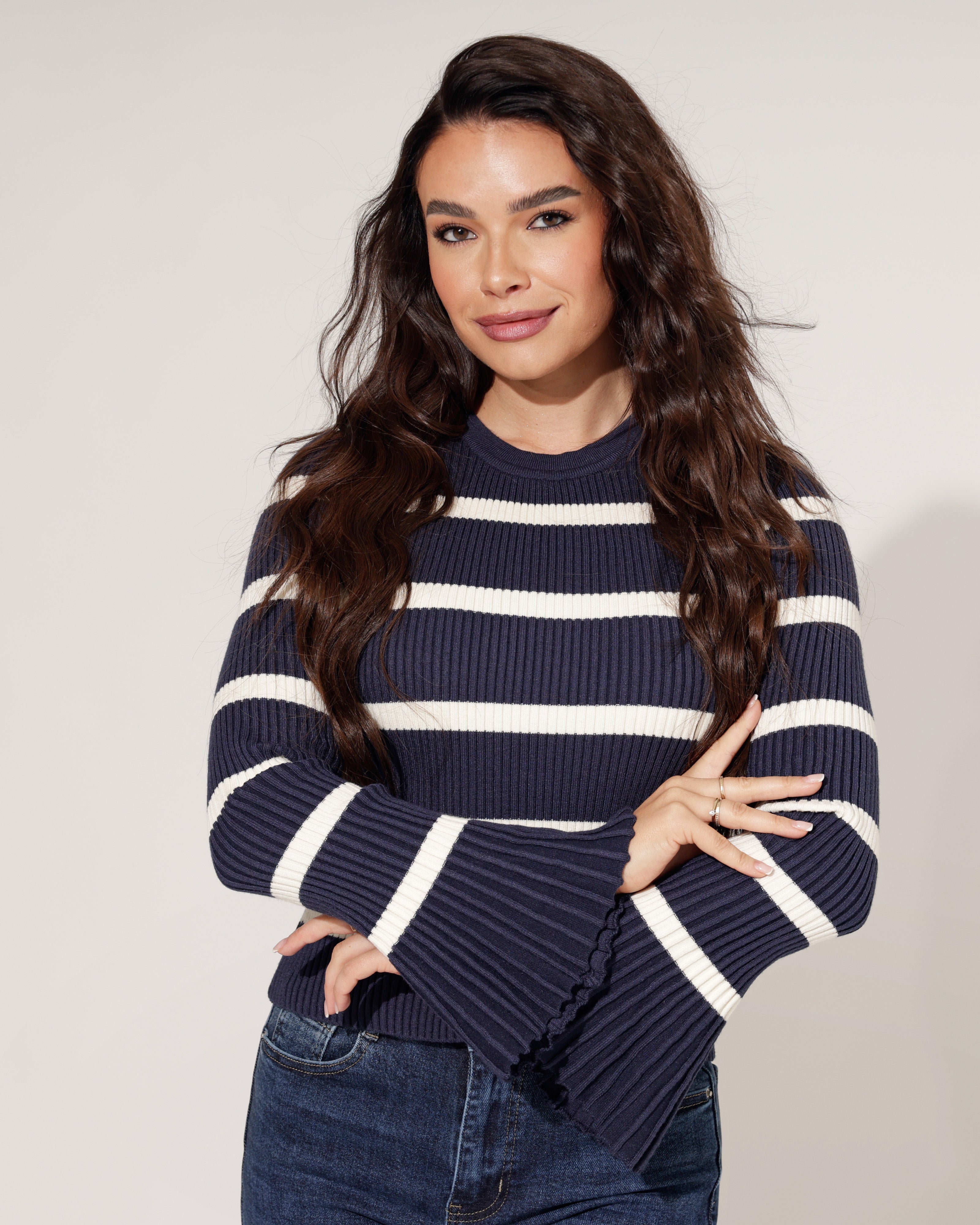 Gestreepte top Lucey Donkerblauw