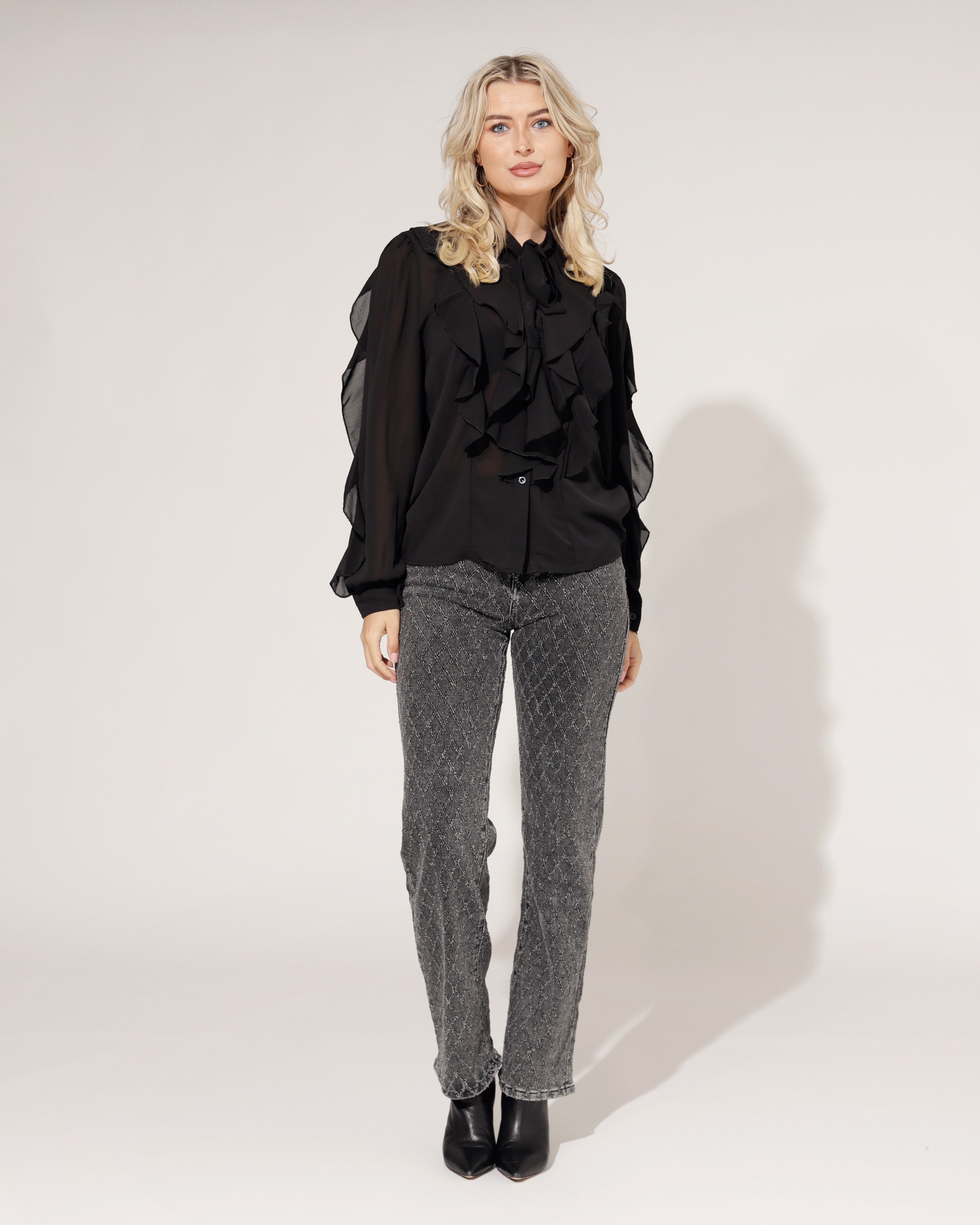 Hello Miss | Wide leg jeans Hilley Donkergrijs