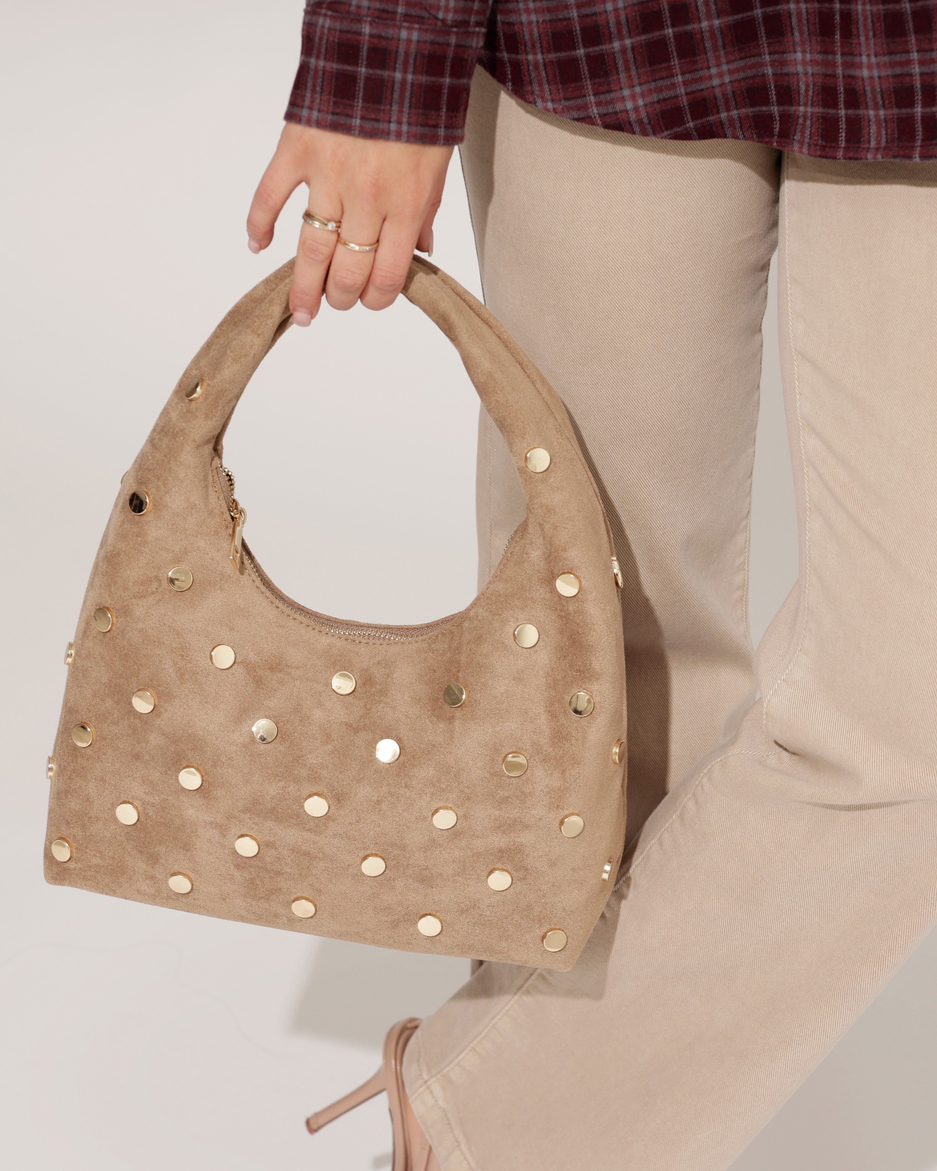 Suede-look Tas Melaniey Taupe