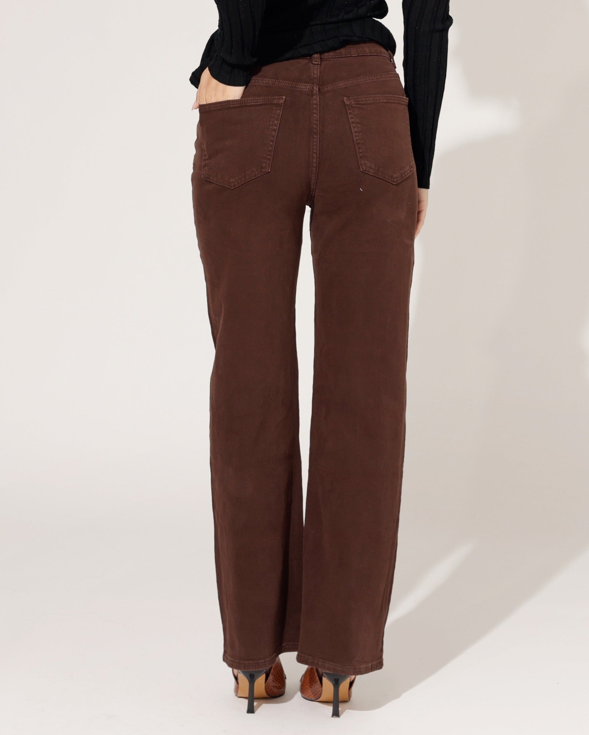 Norfy | Wide Leg Jeans Jolie-1-26 Donkerbruin
