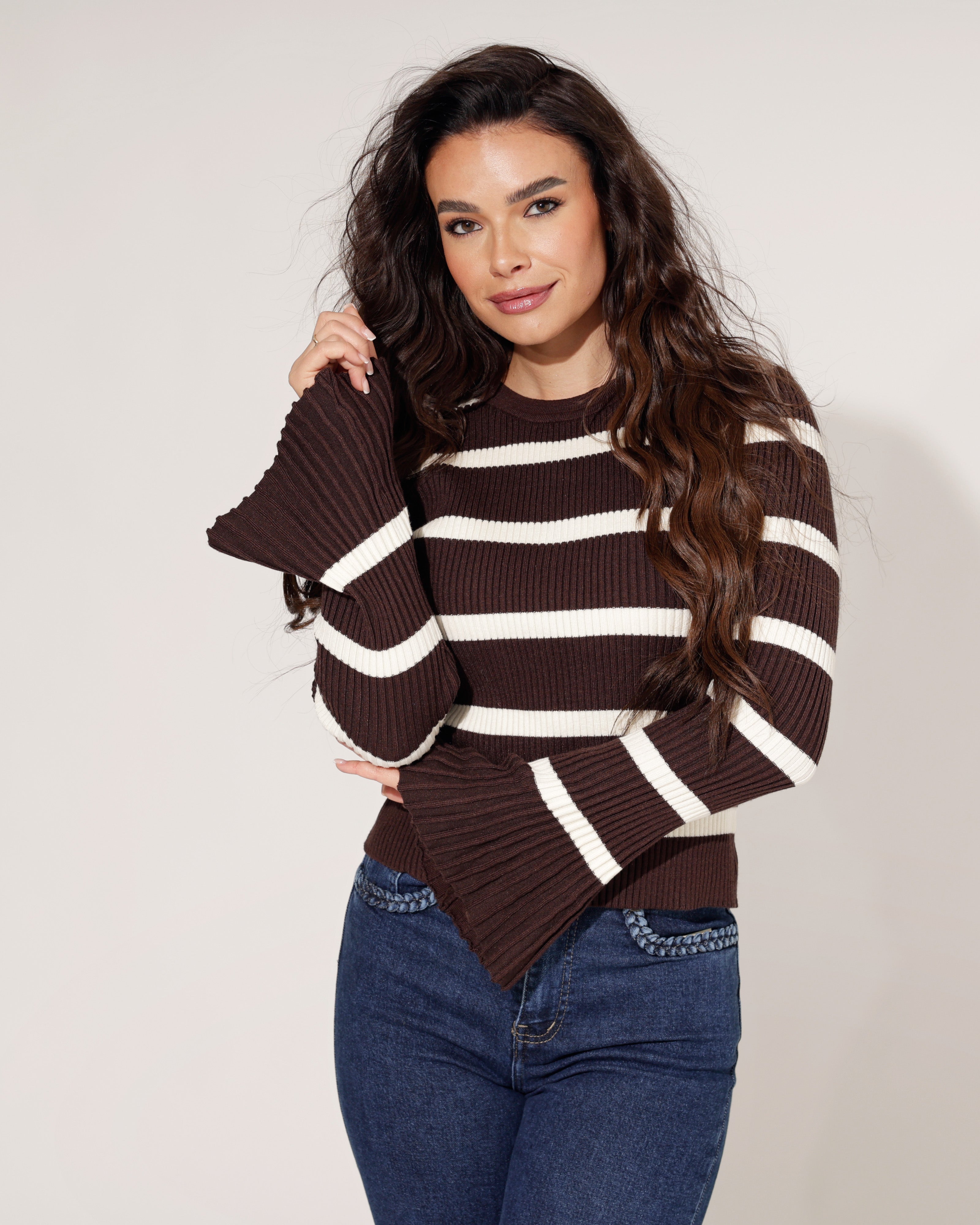 Gestreepte top Lucey Bruin