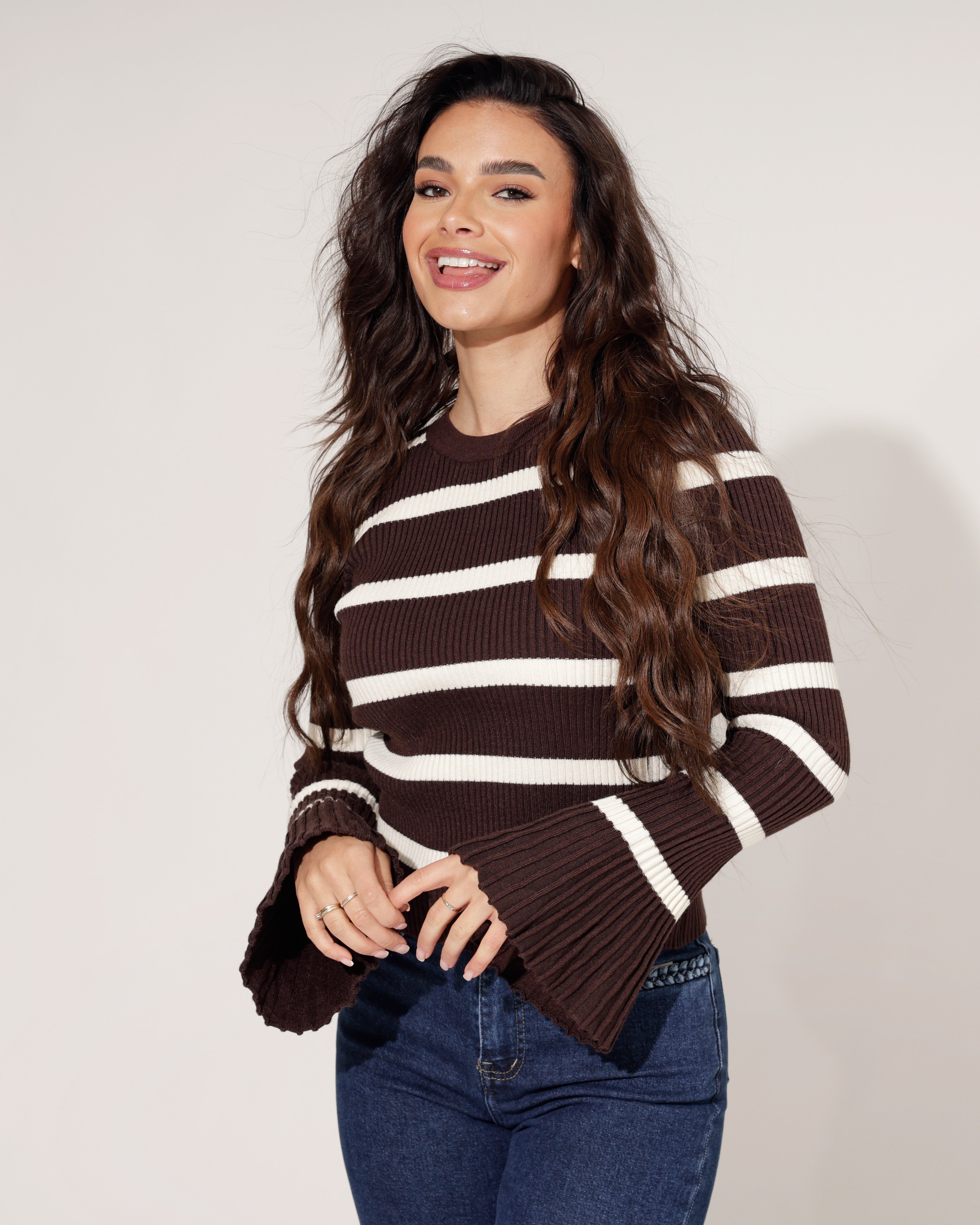 Gestreepte top Lucey Bruin